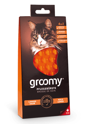 GROOMY Pflegebuerste fuer langes Katzenhaar, orange